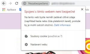 Takto vypadá výstraha nezabezpečeného webu